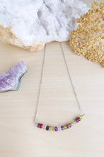 Load image into Gallery viewer, Mixed gemstone confetti bar necklace silver finish