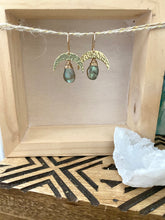 Load image into Gallery viewer, Labradorite crescent moon earrings - 14k gold filled ear wires
