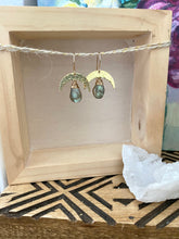 Load image into Gallery viewer, Labradorite crescent moon earrings - 14k gold filled ear wires