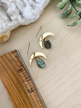 Load image into Gallery viewer, Labradorite crescent moon earrings - 14k gold filled ear wires