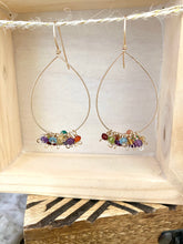 Load image into Gallery viewer, Confetti Drop Hoops - Colorful Mixed Gemstone Hoops - 14k Gold filled