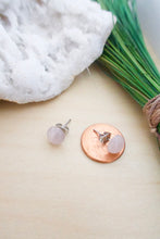 Load image into Gallery viewer, Simple everyday pale pink rose quartz gemstone stud earrings on surgical steel posts