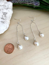 Load image into Gallery viewer, Double Drops Freshwater Pearl Earrings - Sterling Silver