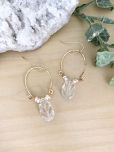 Load image into Gallery viewer, Clear Quartz and Freshwater Pearl Inverted Hoop earrings - Gold fill