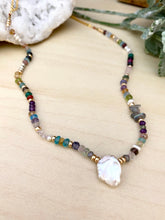Load image into Gallery viewer, Confetti Colourful Pearl and Gemstone Statement Necklace - Adjustable 16 to 18 inches