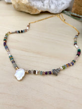 Load image into Gallery viewer, Confetti Colourful Pearl and Gemstone Statement Necklace - Adjustable 16 to 18 inches