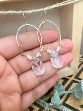 Load image into Gallery viewer, Clear Quartz and Freshwater Pearl Inverted Hoop earrings - Gold fill