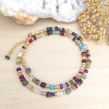 Load image into Gallery viewer, Colourful Confetti Choker - Mixed Gemstone Choker Necklace Adjustable 14 to 16 inches Bright pop of Color