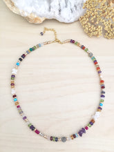 Load image into Gallery viewer, Colourful Confetti Choker - Mixed Gemstone Choker Necklace Adjustable 14 to 16 inches Bright pop of Color
