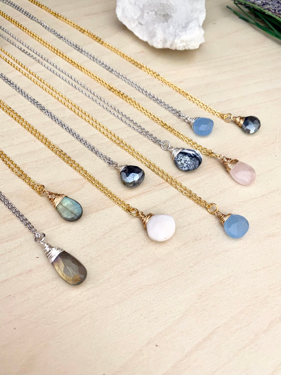 Delicate Drops - Gemstone Drop Necklaces | Girl with the Pearl – Pyrite ...