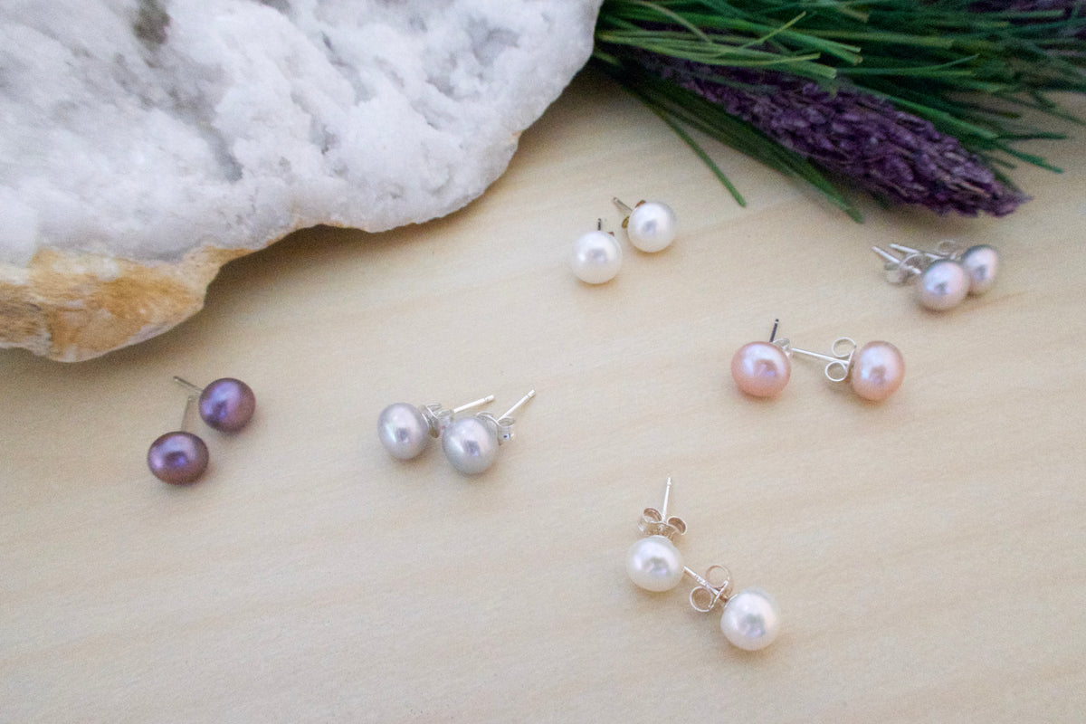 Freshwater Pearl Studs on Sterling Silver Posts | Girl with the Pearl ...