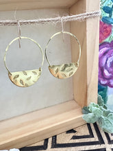 Load image into Gallery viewer, Half Moon Earrings with Hammered Leaf design