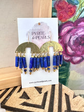 Load image into Gallery viewer, Tanya Earrings - Gemstone and brass dangles - 14k gold filled ear wires