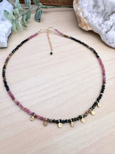 Load image into Gallery viewer, Watermelon Tourmaline necklace with gold accents