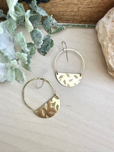 Load image into Gallery viewer, Half Moon Earrings with Hammered Leaf design