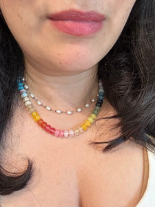 Hand knotted Rainbow Necklace - Colorful Gemstone Necklace