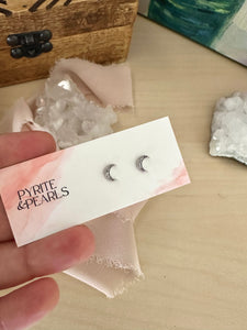 Silver Crescent Moon Studs