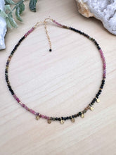 Load image into Gallery viewer, Watermelon Tourmaline necklace with gold accents