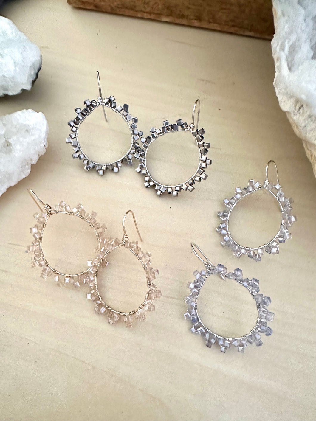 Stellina - Wire wrapped sparkle hoops