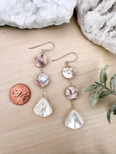 Load image into Gallery viewer, Wire wrapped mother of pearl earrings