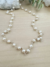 Load image into Gallery viewer, Wire wrapped white freshwater pearl necklace - Sterling silver