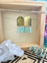 Load image into Gallery viewer, Limited Edition Fringe Earrings with Blue Stones - 14k Gold filled Ear Wires