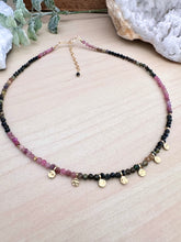 Load image into Gallery viewer, Watermelon Tourmaline necklace with gold accents
