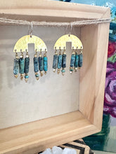 Load image into Gallery viewer, Tanya Earrings - Gemstone and brass dangles - 14k gold filled ear wires