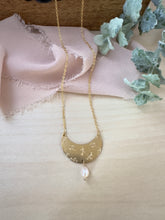 Load image into Gallery viewer, Crescent Flower Necklace with Pearl drop