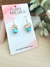 Load image into Gallery viewer, Turquoise and Raw Pearl Earrings - Sterling Silver