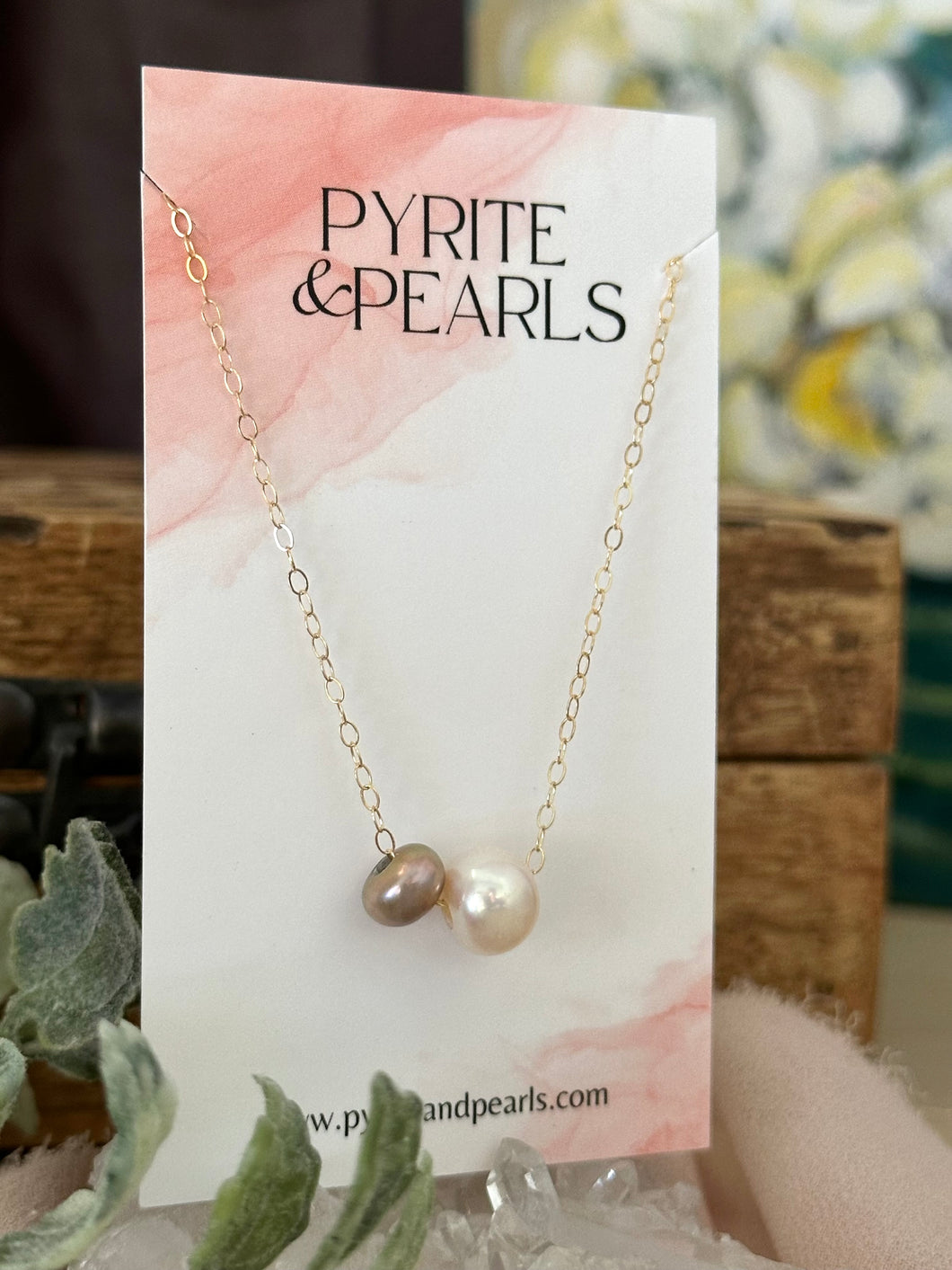 Double Floating Pearl Necklace