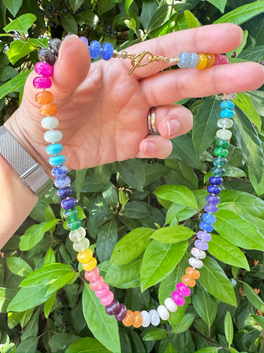 Hand knotted Rainbow Necklace - Colorful Gemstone Necklace