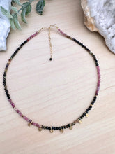 Load image into Gallery viewer, Watermelon Tourmaline necklace with gold accents