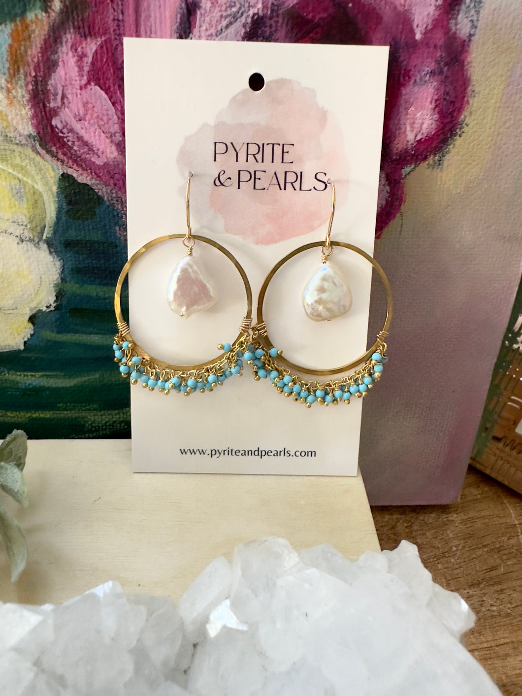 Round Fringe Earrings with Freshwater Pearls - 3 colorways