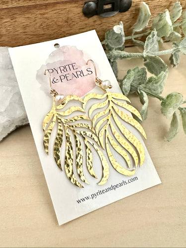 Hammered Fern Leaf Earrings