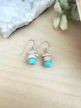 Load image into Gallery viewer, Turquoise and Raw Pearl Earrings - Sterling Silver