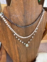 Load image into Gallery viewer, Dark Pearl Strand Hand knotted on Red Silk