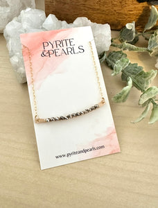 Wire wrapped gemstone bar necklace