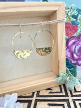 Load image into Gallery viewer, Half Moon Earrings with Hammered Leaf design