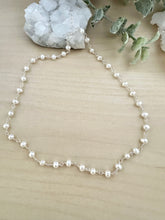 Load image into Gallery viewer, Wire wrapped white freshwater pearl necklace - Sterling silver