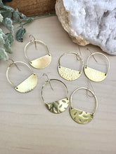 Load image into Gallery viewer, Half Moon Earrings with Hammered Leaf design