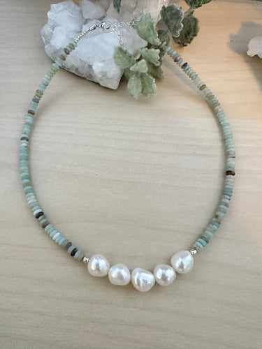 Amazonite and Pearl necklace