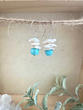 Load image into Gallery viewer, Turquoise and Raw Pearl Earrings - Sterling Silver