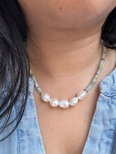 Load image into Gallery viewer, Amazonite and Pearl necklace