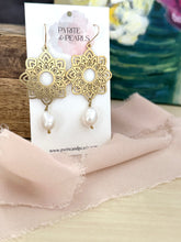 Load image into Gallery viewer, Mandala earrings with a Pearl drop