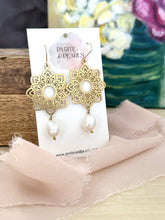 Load image into Gallery viewer, Mandala earrings with a Pearl drop