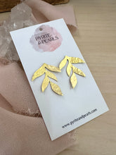 Load image into Gallery viewer, Hammered and textured gold leaf earrings