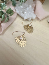 Load image into Gallery viewer, Mini Monstera earrings - 14k gold filled ear wires