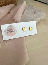 Load image into Gallery viewer, Gold Heart studs - Textured Brass Earrings on Surgical Steel posts