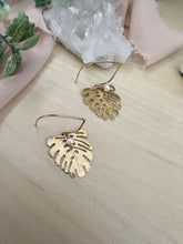 Load image into Gallery viewer, Mini Monstera earrings - 14k gold filled ear wires